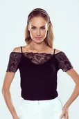 Bluzki damskie - Bluzka damska na ramiączkach hiszpanka Irina Eldar czarna S - miniaturka - grafika 1