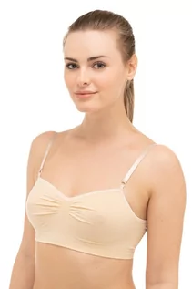 Bielizna sportowa damska - Stanik bawełniany Brubeck Comfort Cotton BR00012A beżowy - grafika 1