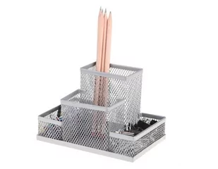 Przybornik na biurko 4 przegrody siatka srebrny typ 8249-S Z3318 - Przyborniki na biurko - miniaturka - grafika 1