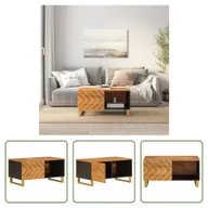 Ławy i stoliki kawowe - The Living Store Stolik kawowy brązowo-czarny 80x50x40 cm lite drewno mango - miniaturka - grafika 1