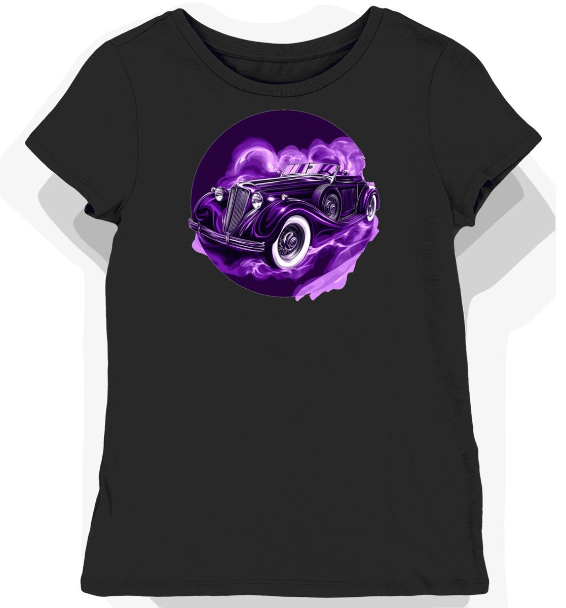 Koszulka damska czarna z grafiką klasycznego autentycznego kabrioletu XS