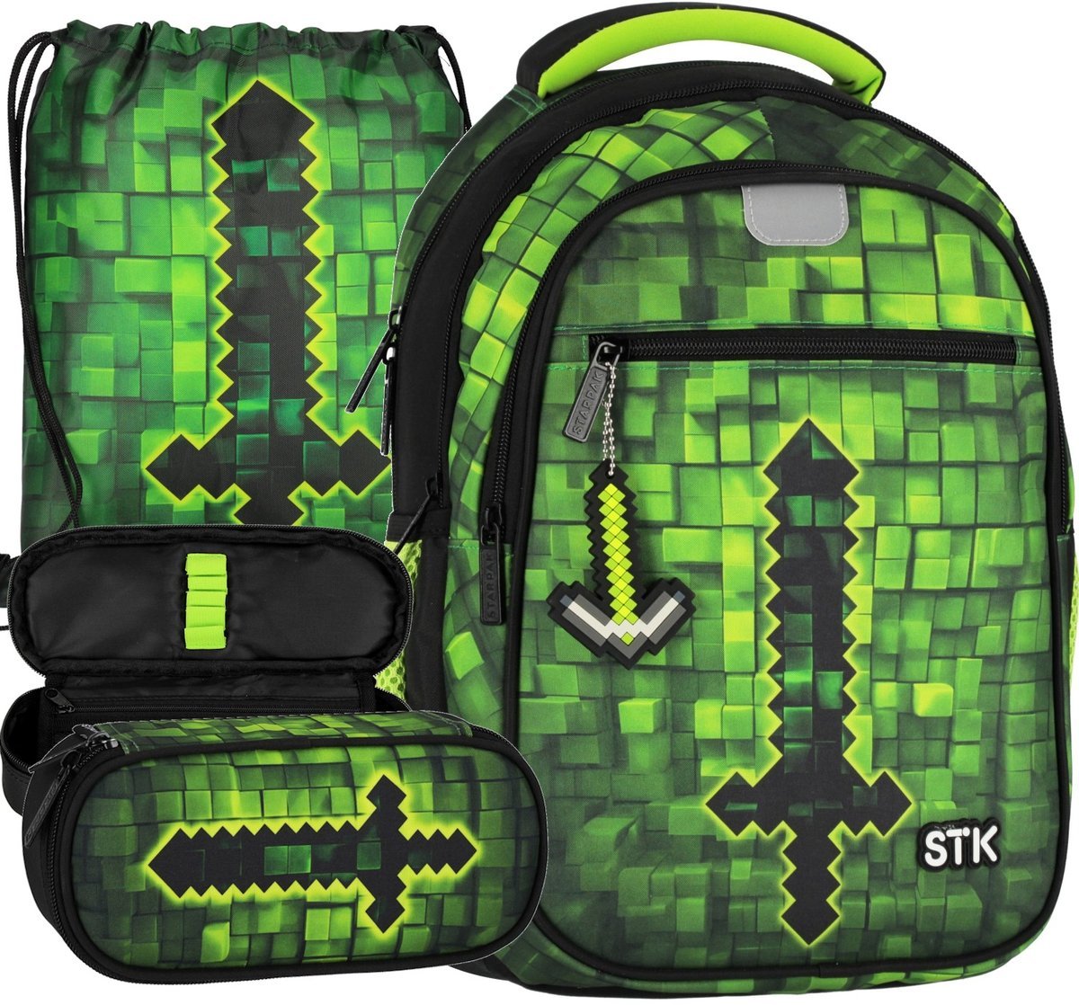 ZESTAW Szkolny Plecak Tornister Minecraft Piksele Pixel