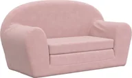 Zestawy mebli dla dzieci - 2-os. sofa dla dzieci, rozkładana, różowa, miękki plusz - miniaturka - grafika 1