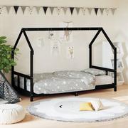 Łóżeczka i kojce - vidaXL Rama łóżka dziecięcego, czarna, 90x190 cm, drewno sosnowe - miniaturka - grafika 1