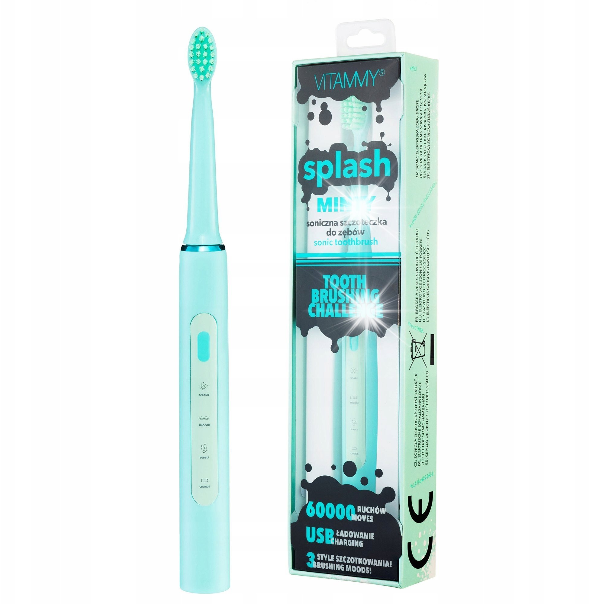 Szczoteczka Vitammy VITAMMY Szczoteczka soniczna do mycia zębów Splash minty miętowa 8+