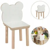 Krzesła obrotowe dla dzieci - Krzesełko dla dzieci Miś drewniane, krzesło do pokoju dziecięcego z misiem - miniaturka - grafika 1