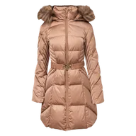Płaszcze damskie - Damski Płaszcz ocieplany GUESS NEW OLGA MEDIUM REAL DOWN W4BL40WEX52-G1DQ – Brązowy - miniaturka - grafika 1