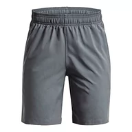 Spodenki damskie - Under Armour UA tkane szorty z grafiką, szare, YLG - miniaturka - grafika 1