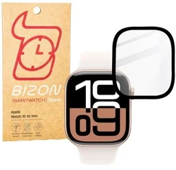 Bizon Szkło hybrydowe Glass Watch Edge Hybrid dla Apple Watch 10 42 mm, czarne - Akcesoria do smartwatchy - miniaturka - grafika 1