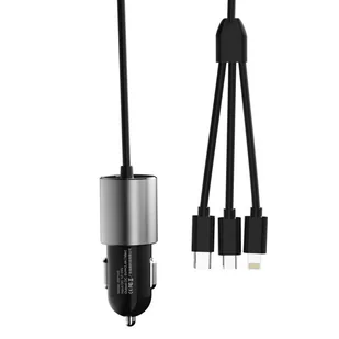 Dudao 3w1 ładowarka samochodowa USB 3,4 A wbudowany kabel Lightning / USB Typ C / micro USB czarny (R5ProN black) - Kable USB - miniaturka - grafika 10