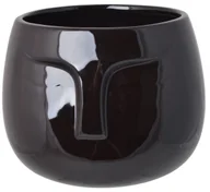 Donice - 211423 doniczka ceramiczna twarz czarna 15x15x13 cm - miniaturka - grafika 1