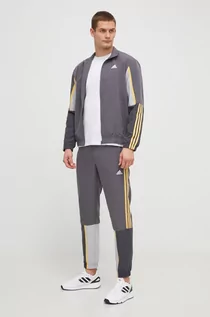 Dresy męskie - adidas dres męski kolor szary - grafika 1