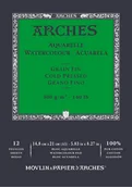 Podobrazia, bloki, papiery - Blok do akwareli Arches Aquarelle A5 300g Cold pressed 12 kartek Naturalny biały - miniaturka - grafika 1