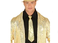 Dodatki do strojów karnawałowych - Krawat z cekinami złoty - 1 szt. - miniaturka - grafika 1