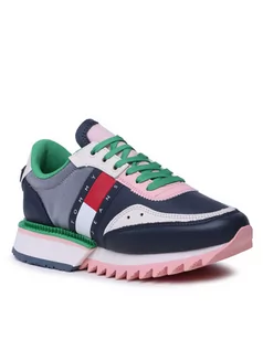 Sneakersy damskie - Tommy Jeans Sneakersy Cleated Wmn EN0EN02130 Granatowy - grafika 1