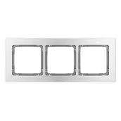 Klawisze i ramki - Karlik Ramka potrójna Deco metal - aluminium szczotkowane, grafit - miniaturka - grafika 1