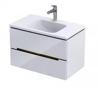 Szafki łazienkowe - Oristo Szafka wisząca podumywalkowa SILVER UNI 80 cm, BIAŁY POŁYSK, LISTWA ZŁOTY OR33-SD2S-80-1-V5 - miniaturka - grafika 1