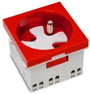 Gniazdka elektryczne - Gniazdo modułowe 230V z uziemieniem 1-krotne std 45x45, z blokadą i zwalniaczem, czerwone - miniaturka - grafika 1