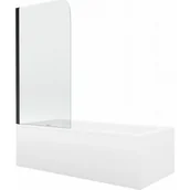 Wanny - Mexen Cubik wanna prostokątna 160 x 70 cm z obudową i parawanem 1-skrzydłowym 70 cm, transparent, czarny - miniaturka - grafika 1