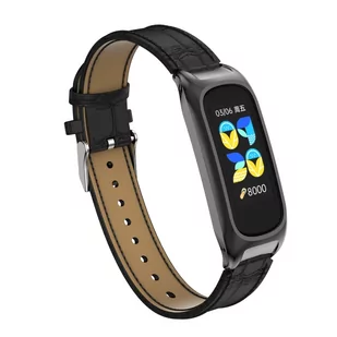 Pasek Eko Skóra Eco Leather Braders do Oppo Band czarny - Smartband - miniaturka - grafika 3