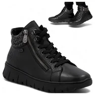 Półbuty damskie - Rieker SKÓRZANE Sneakersy Damskie na Platformie Wygodne Półbuty Platforma 40 - miniaturka - grafika 1