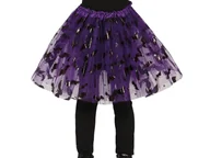 Halloween - Spódniczka fioletowa z nietoperzami - 30 cm - 1 szt. - miniaturka - grafika 1