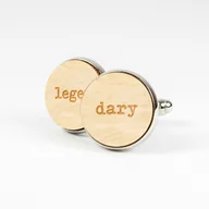 Spinki do mankietów i krawatów - Spinki do mankietów drewniane - Napis - Legendary - miniaturka - grafika 1