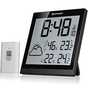 Bresser Bresser TemeoTrend JC black LCD Weather Wall Clock 7004404 - Zegary - miniaturka - grafika 1