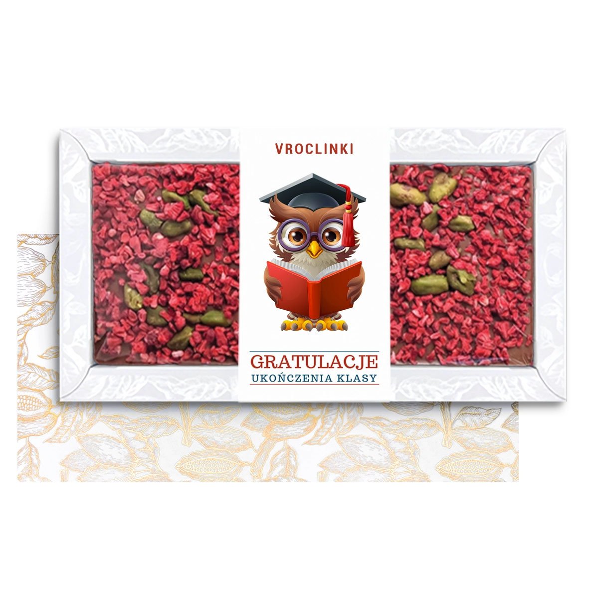 Czekolada Mleczna z Malinami i Pistacjami na Zakończenie Roku Szkolnego (80g)