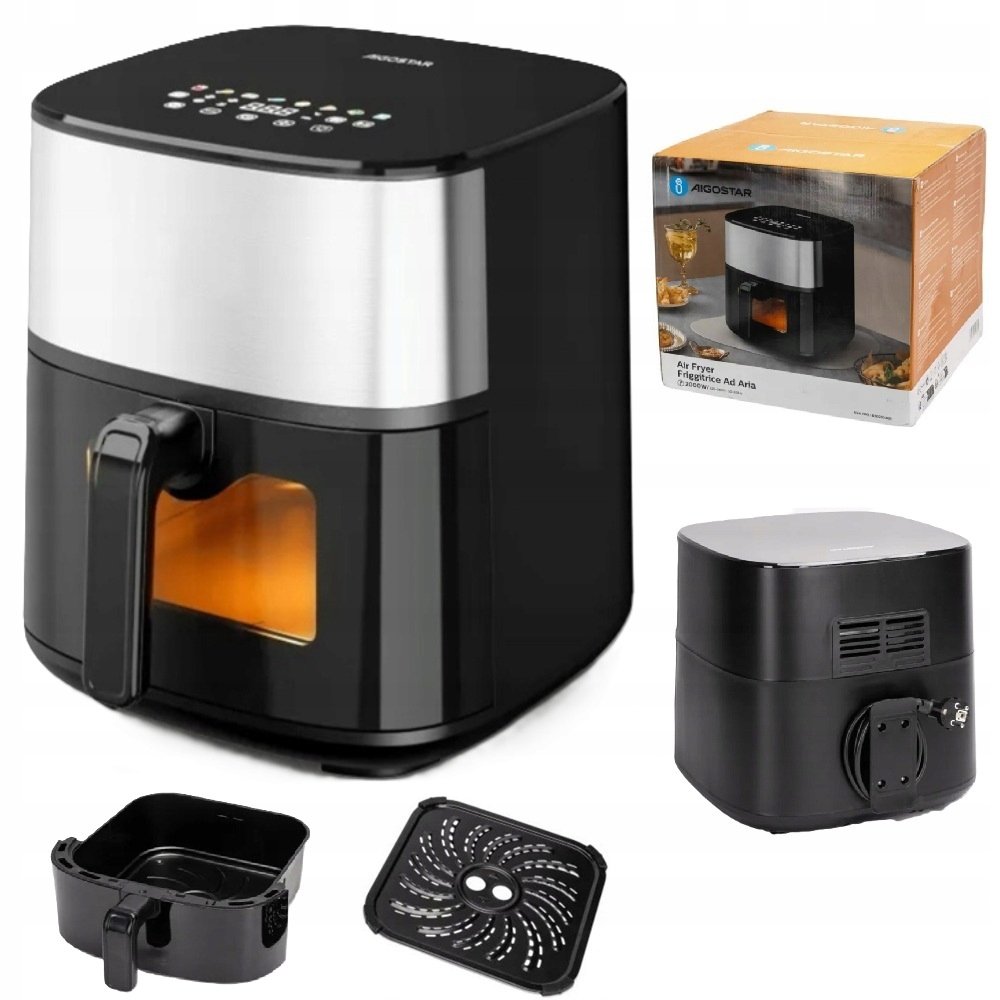 Aigostar Ava Pro 2000W Air Fryer 8L Czarny, Srebrny