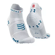 Skarpetki damskie - COMPRESSPORT Skarpety Unisex dla dorosłych, White/Fjord Blue, 39-41 EU - miniaturka - grafika 1