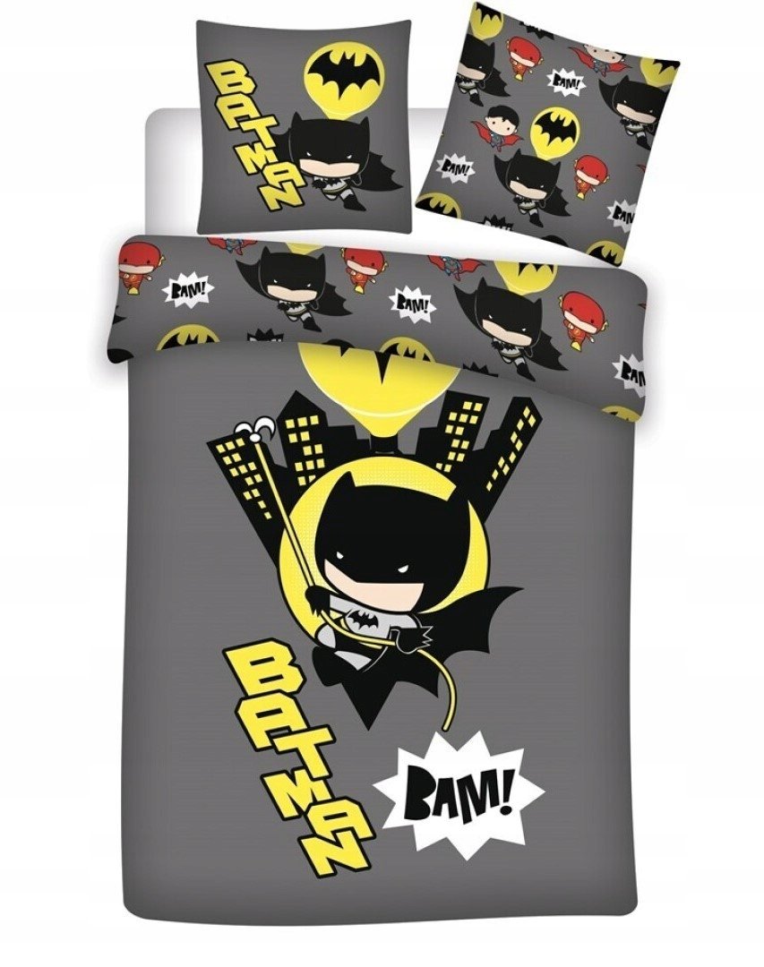 Pościel Justice League Batman Hero 140x200 szara dziecięca mikrowłókno