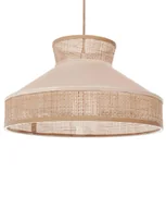 Oprawy, klosze i abażury - BELIANI Lampa wisząca naturalny beż welur rattan klosz boho oświetlenie do salonu jadalni - miniaturka - grafika 1