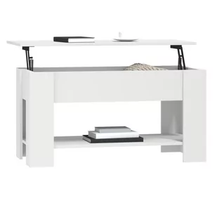 Lumarko Stolik kawowy, biały, 101x49x52 cm, materiał drewnopochodny - Ławy i stoliki kawowe - miniaturka - grafika 8