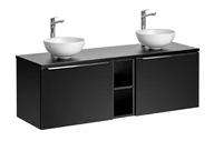 Szafki łazienkowe - Szafka wisząca z umywalką, Santa Fe, 140x46x46 cm, czarny, mat - miniaturka - grafika 1