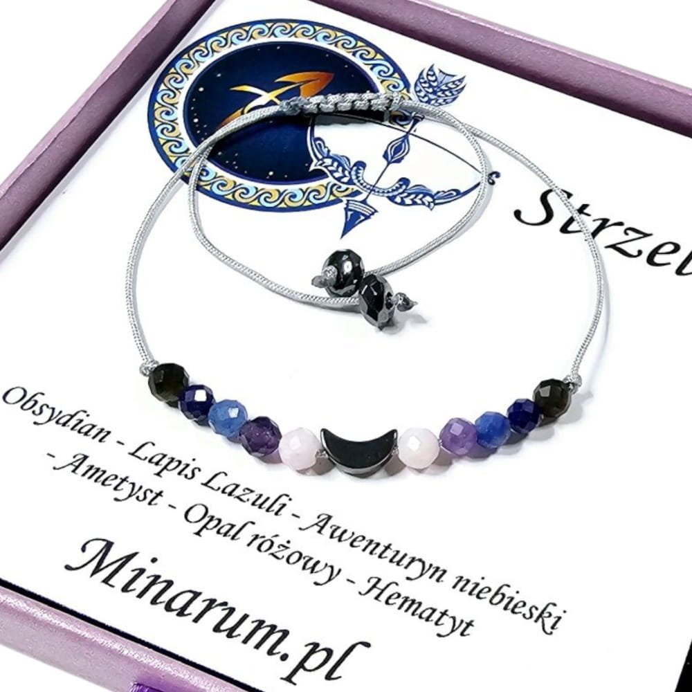 Bransoletka znak zodiaku Strzelec Lapis Lazuli Obsydian Opal bransoletka z kamieni naturalnych