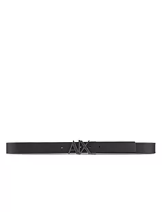 A|X ARMANI EXCHANGE Męski skórzany pasek z logo, Czarny/Fantom/Czarny/Fantom, 28 - Paski - miniaturka - grafika 1