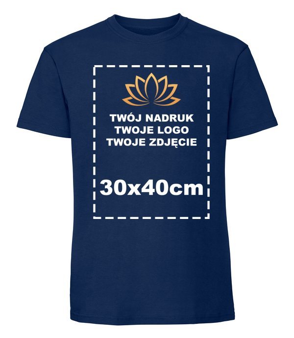 Koszulka Bawełniana Męska Z Twoim Nadrukiem 30x40cm Granatowy S