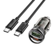 Akcesoria do smartwatchy - HOCO ładowarka samochodowa USB QC 3.0 + Typ C + kabel Typ C do Typ C PD 30W Z53A czarna - miniaturka - grafika 1