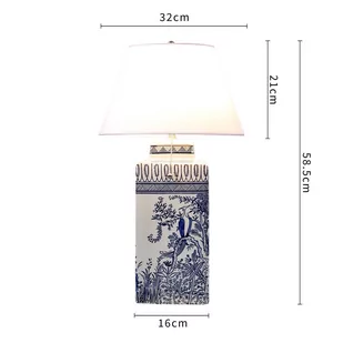 Lampa stołowa ceramiczna LADY Hamptons granatowa - Lampy stojące - miniaturka - grafika 1