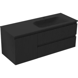 Mexen Rivel szafka łazienkowa 120 cm z umywalką Vela prawą, 2S, 1D, ryflowana, czarna mat - 91A23-12047-3-BBFFF71-W23P71 - Szafki łazienkowe - miniaturka - grafika 1
