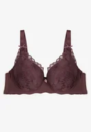 Biustonosze - Ciemnofioletowy Biustonosz z Koronką na Regulowanych Ramiączkach Izabetia - miniaturka - grafika 1