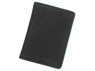 Portfele - Pierre Cardin, Portfel skórzany męski, 05 Tumble 8814, czarny/zielony - miniaturka - grafika 1