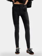 Spodnie damskie - Desigual Spodnie z imitacji skóry Oslo 24SWPW26 Czarny Slim Fit - miniaturka - grafika 1
