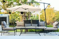 Parasole ogrodowe - Parasol ogrodowy Malabo 300 cm Grey / Ecru z podstawą - miniaturka - grafika 1