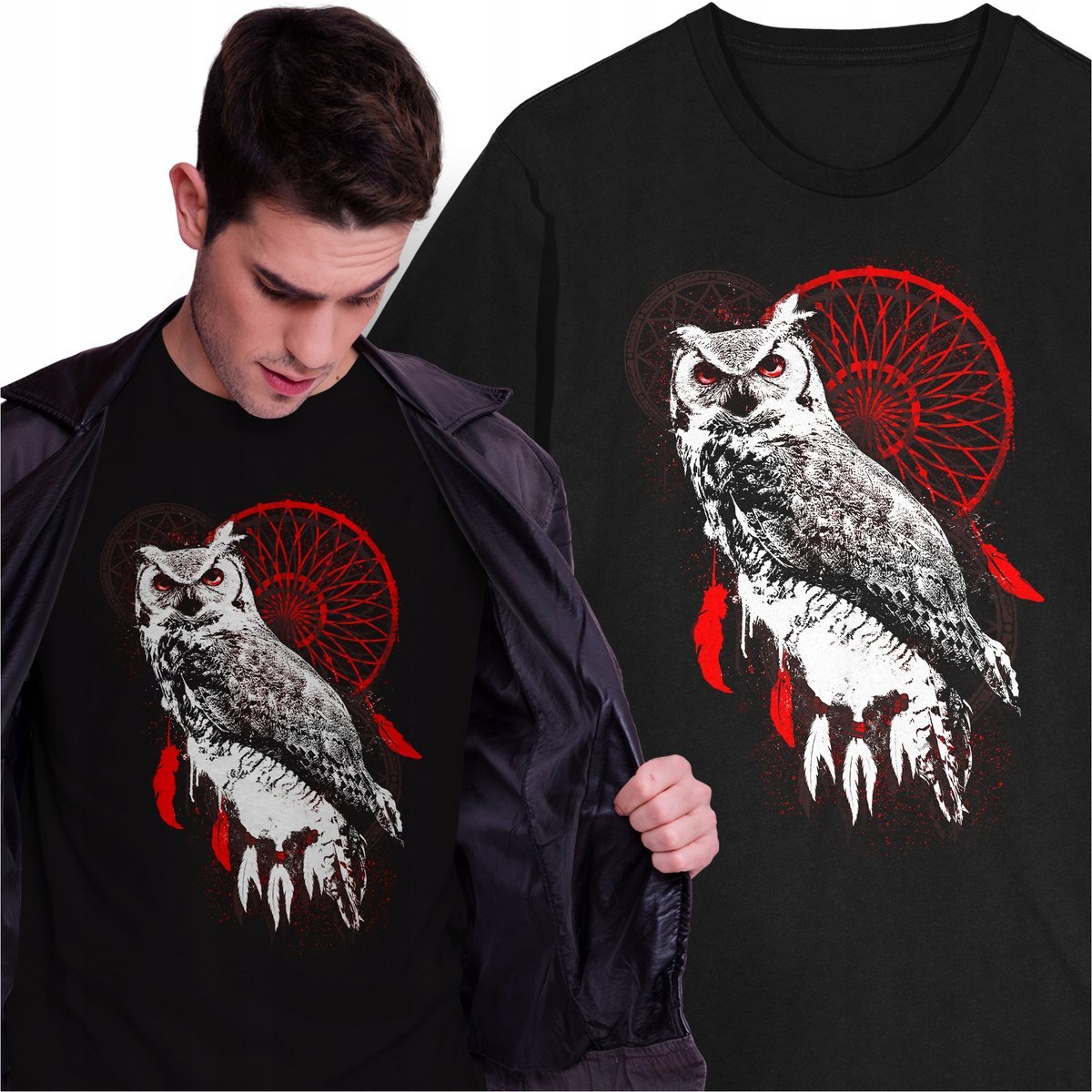 Koszulka Łapacz Snów Sowa Makrama Harmonia Zwierzęta