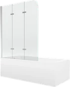 Wanny - Mexen Cubik wanna prostokątna 160 x 70 cm z obudową i parawanem 3-skrzydłowym 120 cm, transparent, chrom - 550316070X9012030100 - miniaturka - grafika 1