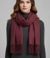 Apaszki i szaliki damskie - Elegancki szalik z frędzlami jednokolorowy - miniaturka - grafika 1