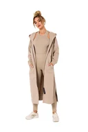 Bluzy damskie - M729 Bluza długa jak parka - beżowa (kolor beż, rozmiar S/M) - miniaturka - grafika 1