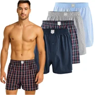 Majtki męskie - Lee Cooper Bokserki Męskie Luźne 4 sztuki Zestaw Bawełna Kratka Granat Rozmiar XL - miniaturka - grafika 1
